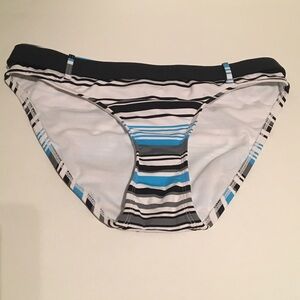 Striped Bikini Bottom with Blue Accents